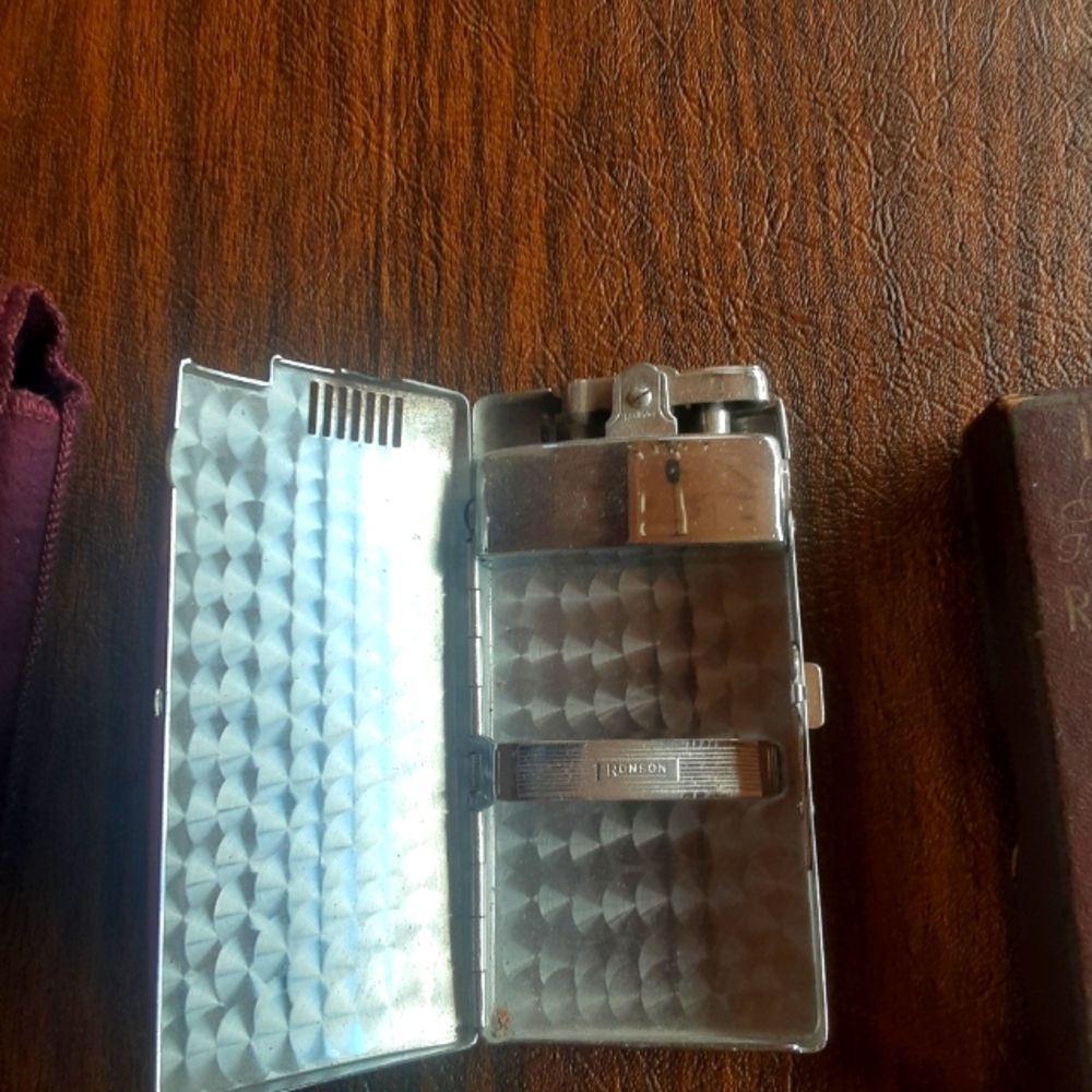 1950s Ronson Pal Cigarette Lighter Case, Original Instructions, Pouch, Catalog